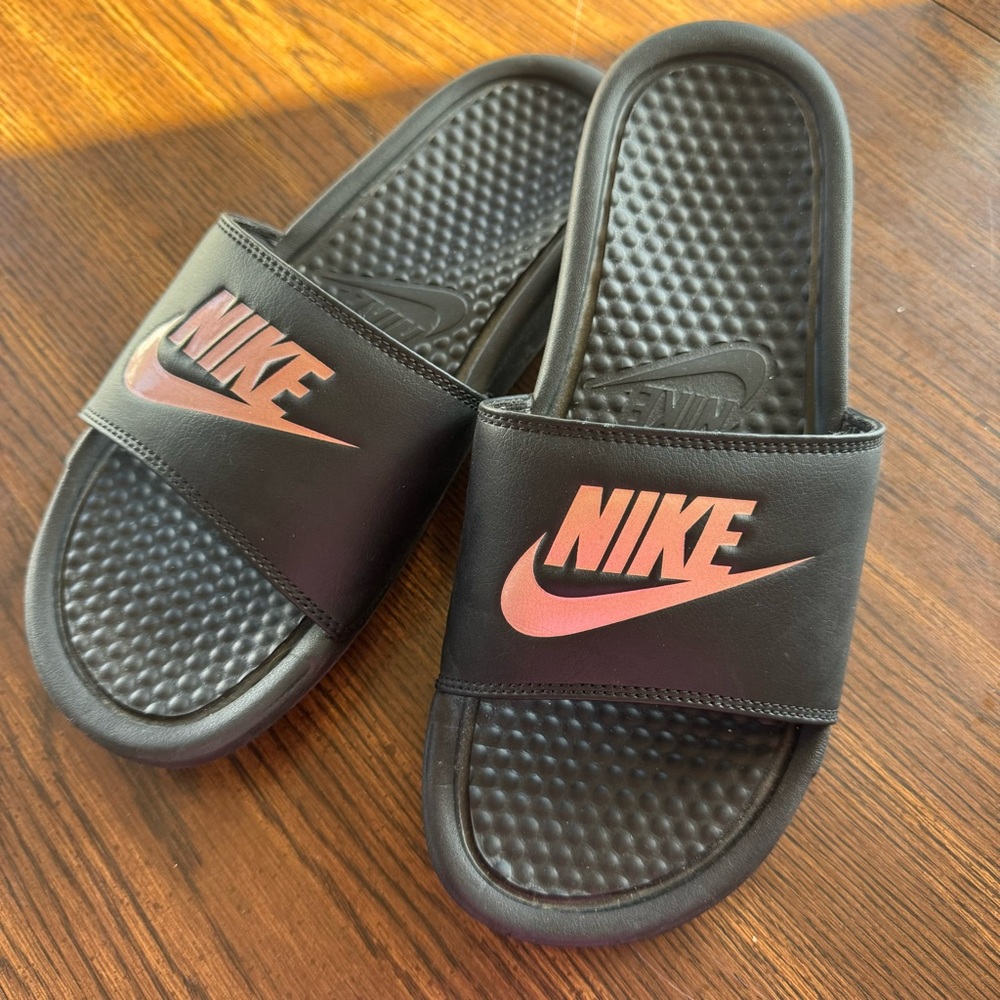 Women’s Nike Slides- black and rose gold